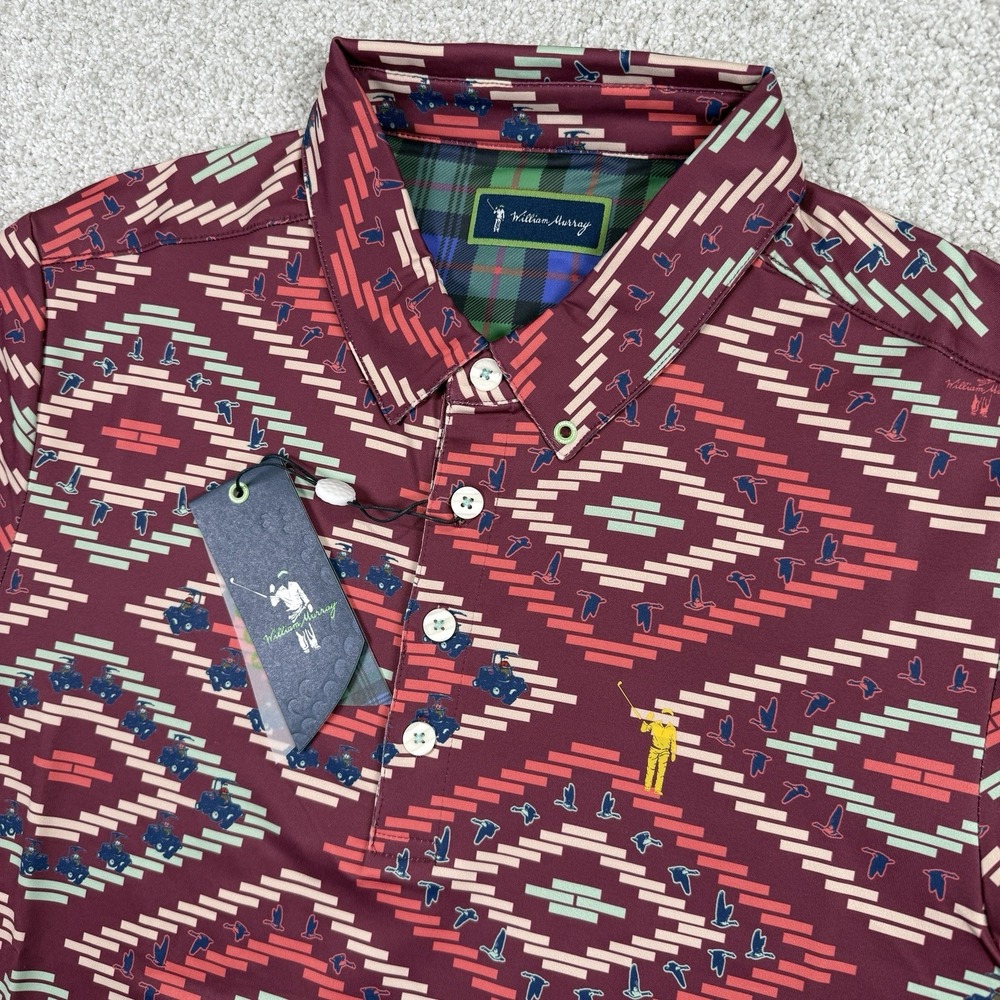 NEW WILLIAM MURRAY Mens Medium POLO SHIRT FALL INTO FORMATION GOLF AZTEC‎ TRIBAL